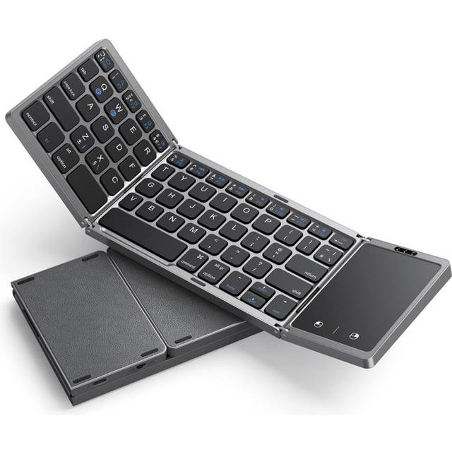 Foldable Bluetooth Keyboard with Upgraded Large Touchpad, Rechargeable keyboard UK layout Mini keyboard for IOS Android Windows PC Tablet Smartphone