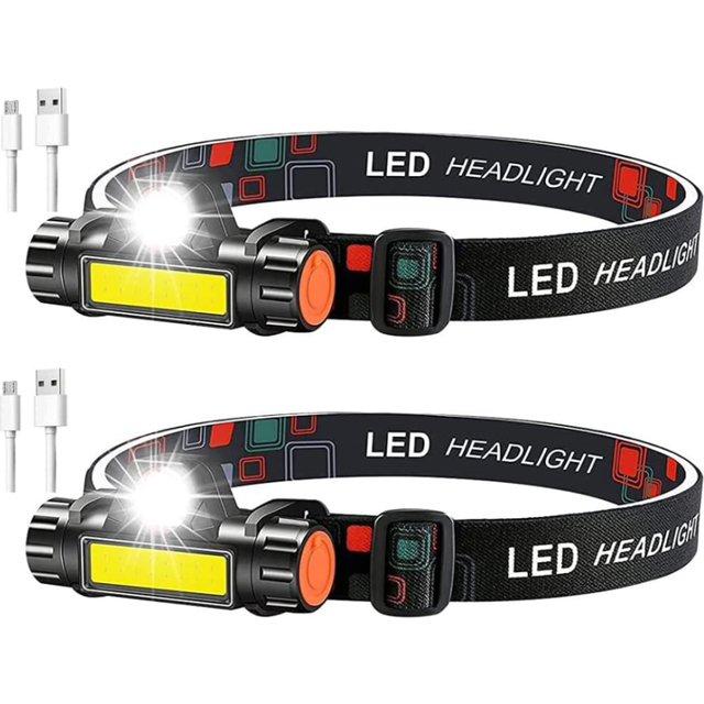 Chronus Rechargeable Headlamp, Powerful LED Head Lamp XPE+COB USB Portable Headlight Waterproof Head Torch Head Lamp for Walking Running