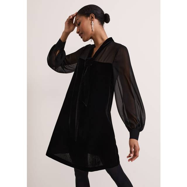 Phase Eight Seraphine Velvet Tunic Dress, Black