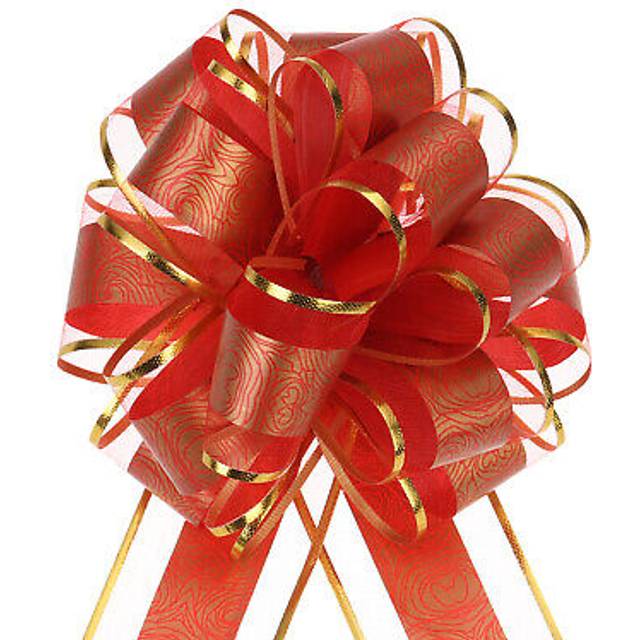 10pcs 6 inch large pull bow gift wrapping bows ribbon organza red for wedding
