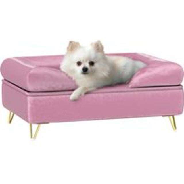 PawHut Cat Sofa Pet Couch w/ Removable Backrest, Soft Cushion, Washable Cover, for Small and Medium Sized Dogs, Pink Aosom UK