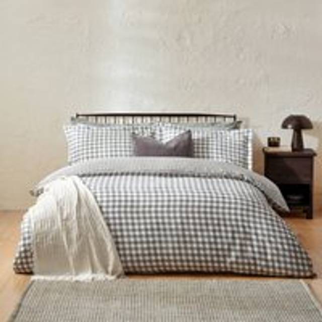 Barton Gingham Check Duvet Cover Set - White (Double Duvet Cover + 2 Standard Pillowcases)