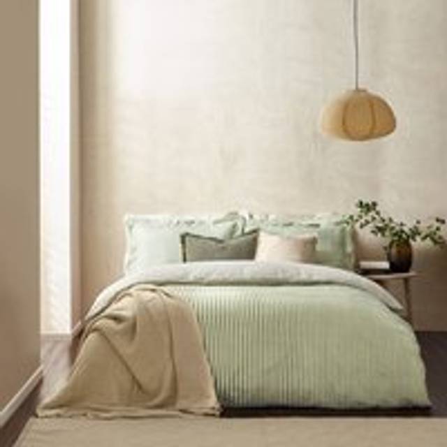 Yard Hebden Melange Forest Green Stripe Duvet Cover Set - SINGLE, FOREST