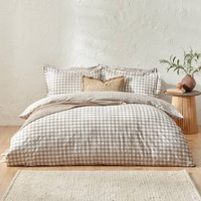 Barton Gingham Check Duvet Cover Set - Natural (King Duvet Cover + 2 Standard Pillowcases)