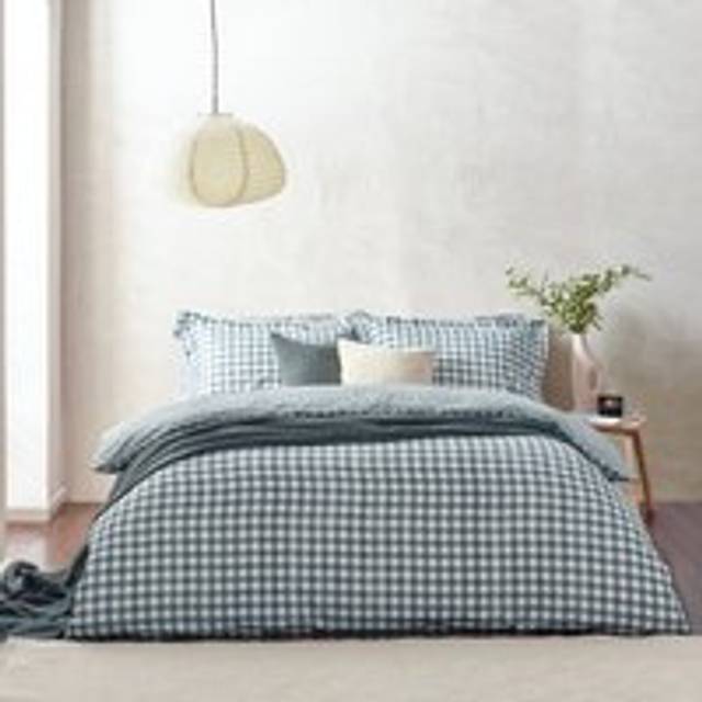 Barton Gingham Check Duvet Cover Set - White (Single Duvet Cover +  1 Standard Pillowcase)