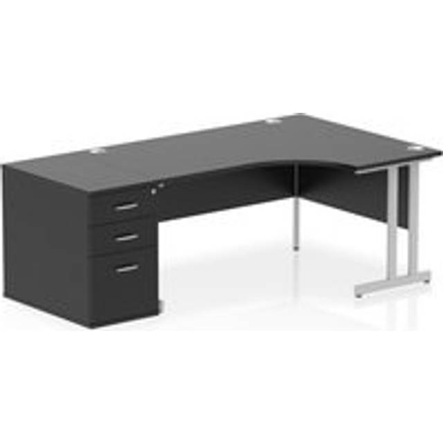 Impulse 1600 RH Crescent Desk Cantilever Black/Silver 800 Desk Hi Ped