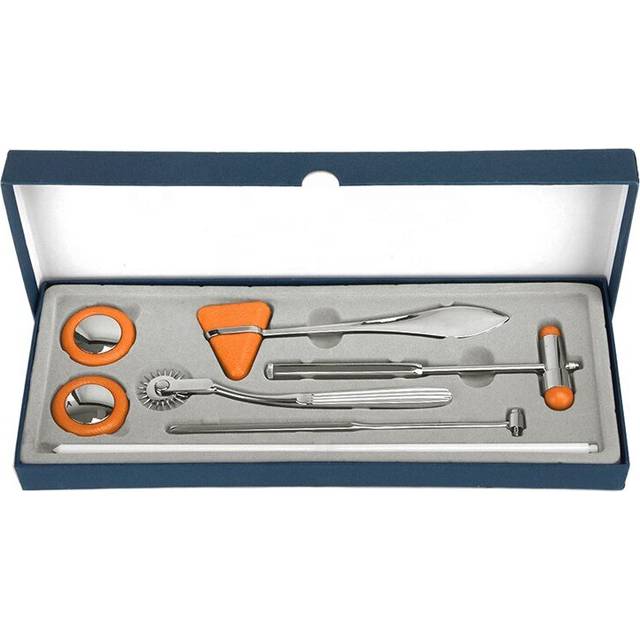 (Orange) 5 in 1 Medical Neurological Massager Multifunctional Percussor Nerve Test Diagnostic Reflex Percussion Body Massage Hammer Tool
