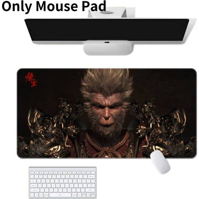 (Style G, 60*30*0.2cm/23.62*11.81*0.08in) Myth Black Wukong Computer Keyboard Mouse Pad Non Slip Gaming Esports Mat Gift