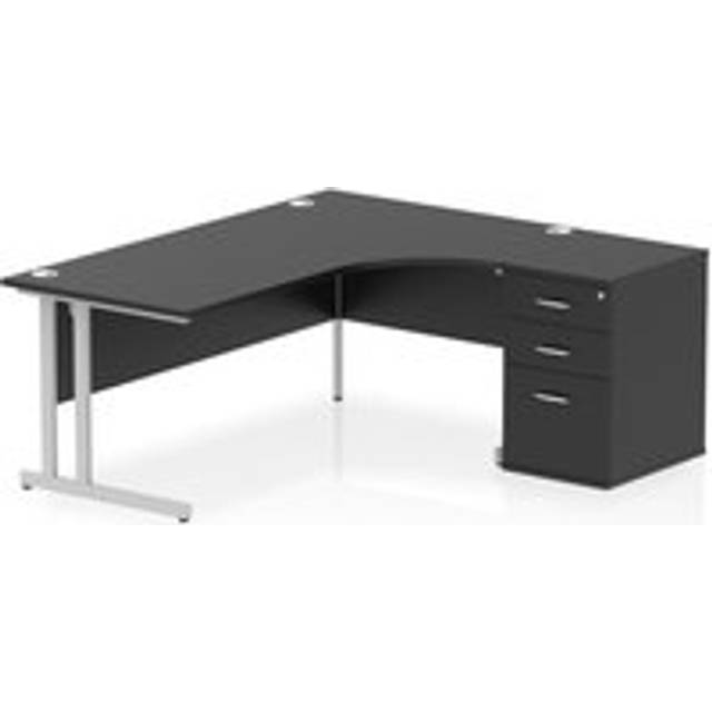 Impulse 1800 RH Crescent Desk Black/Silver Cantilever 600 Desk Hi Ped