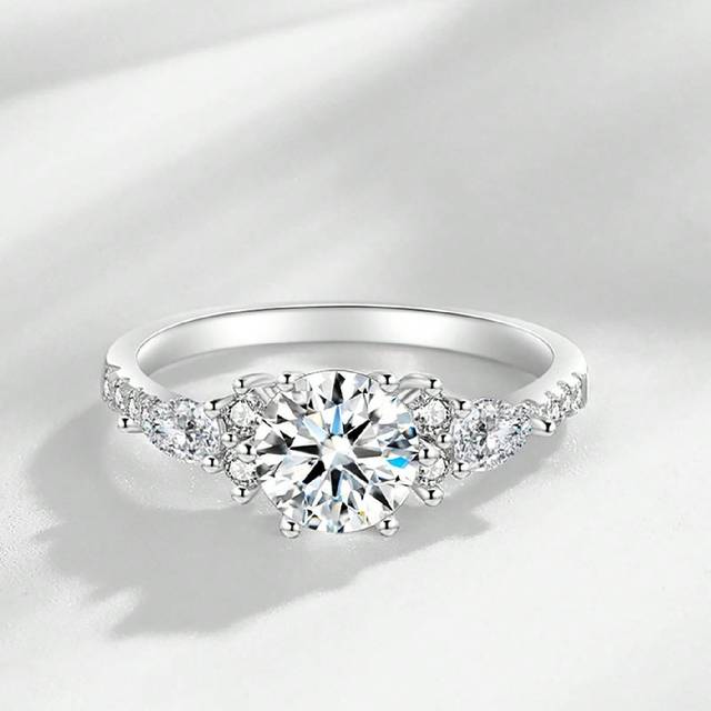 SHEIN 1pc Luxurious Ring Fine Wedding Ladies Jewelry For Women S925 Sterling Silver Gorgeous Cubic Zirconia Ring Fine Jewelry Wedding Ring Bridal Jewelry Fo