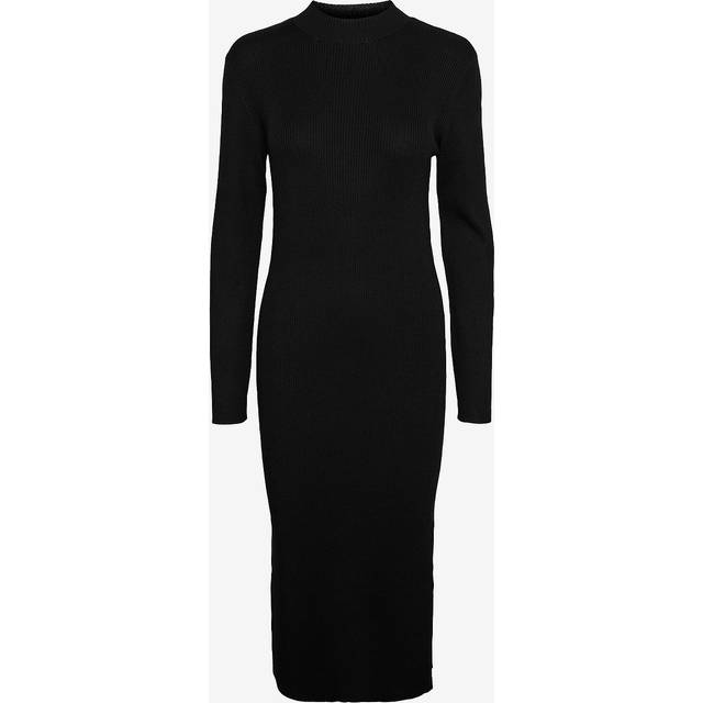 VERO MODA Damer Vmlynzi Ls Calf Knit Dress VMA Noos stickad klänning, svart, XS