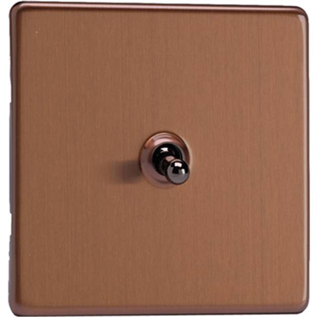 Varilight Urban 1G 10A Intermediate Toggle Switch Brushed Bronze Screw Less Plate