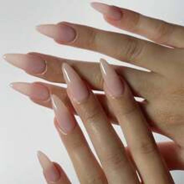 24st mandelformade lösnaglar i genomskinlig naken med transparent vattendroppsform lösnaglar, gelélim och nagelfil Press på naglar Nageltillbehör - Babyrosa
