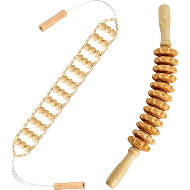 2Pcs/Set Wood Therapy Massage Tools Body Sculpting Tools (Beech) Wood Therapy Tools for Body Shaping Wooden Massage Roller Stick