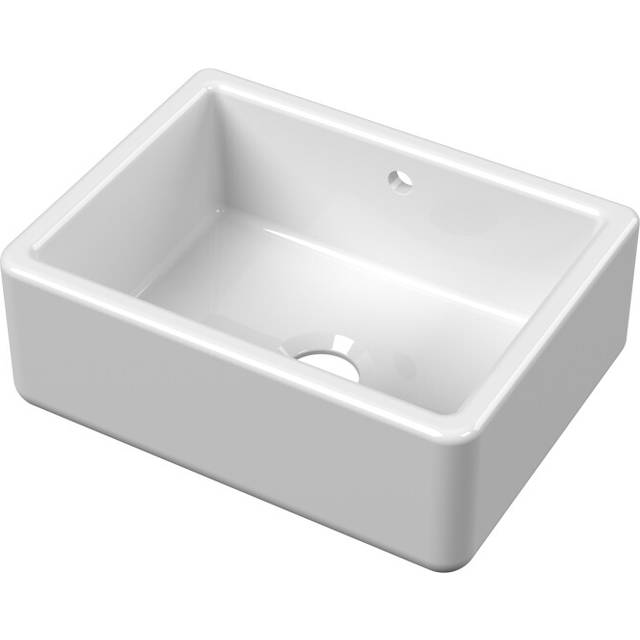 Fireclay Single Bowl Kitchen Sink with 36mm Thick Sides and Overflow - 595mm - Balterley