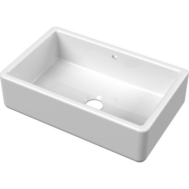 Fireclay traditional single bowl butler kitchen sink with overflow - 795mm - bal