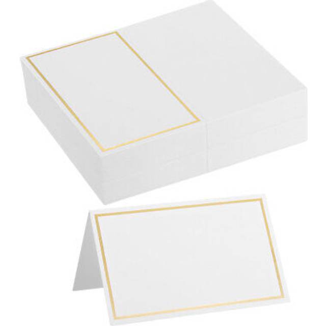 40pcs Place Cards Line Border Printable Place Name Cards White Gold Line
