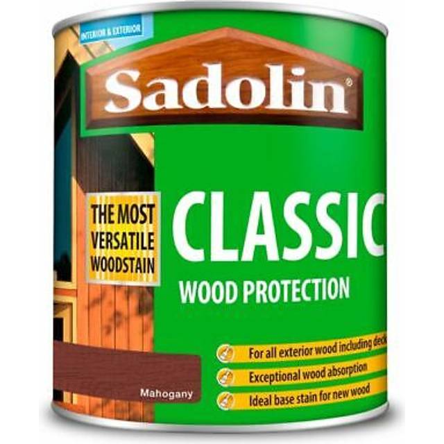 1lt sadolin classic solvent oil based woodstain mahogany
