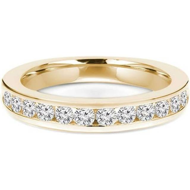 Majesty Diamonds MD230301-7 0.38 CTW Round Diamond 0.75 Way Channel Set Semi-Eternity Anniversary Wedding Band Ring in 14K Yellow Gold - Size 7