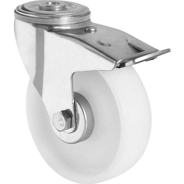 eurokraft basic wheel Ø x width 100 x 36 mm, bolt hole, 2+ items, wheel Ø x width 100 x 36 mm, bolt hole, 2+ items, swivel castor with double stop