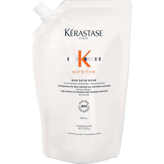 Kérastase Nutritive Bain Satin Riche, fuktgivande hår för torrt till mycket torrt hår, rik, vitaliserande hårvård, påfyllning, 500 ml