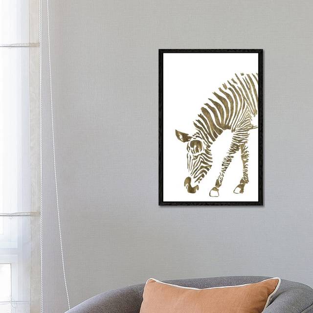 Gold Zebra by Patricia Pinto - Gallery-Wrapped Canvas Giclée - Black Floater Frame (66.04cm H x 45.72cm W x 3.81cm D)