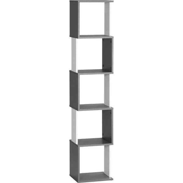 HOMCOM 5-Tier Bookshelf Freestanding Bookcase Storage Shelves - White | TJ Hughes
