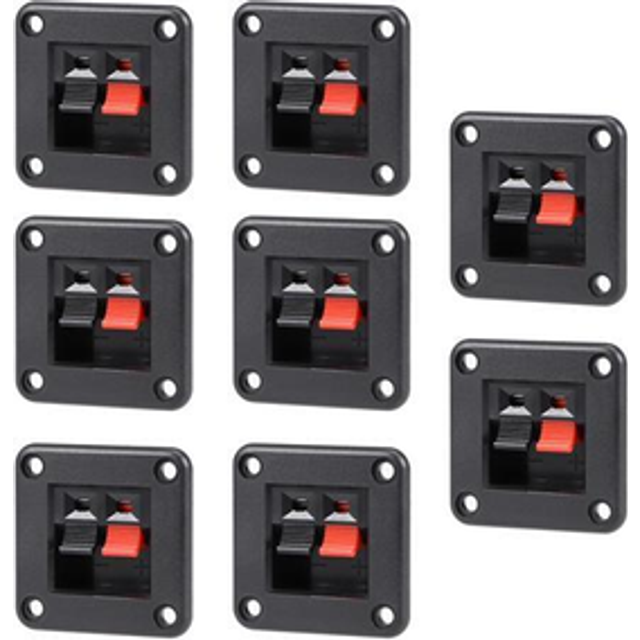 2way Jack Socket Spring Push Release Connector Speaker Terminal Strip 8pcs Black