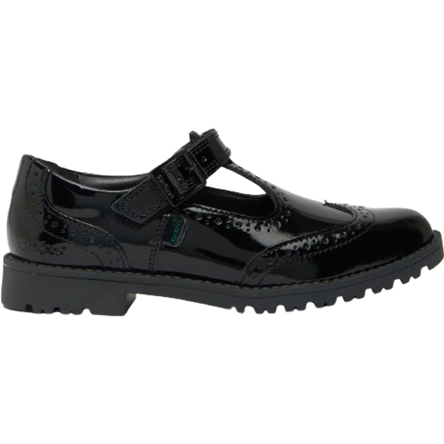 Kickers Black Lachly Brogue T-Bar Girls Junior Shoes
