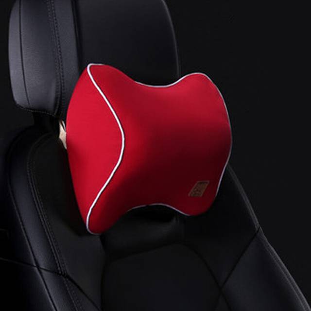 (1pcs red neck) Car Driver Pillow Memory Foam Car Lumbar Support Back Cushion Soft Car