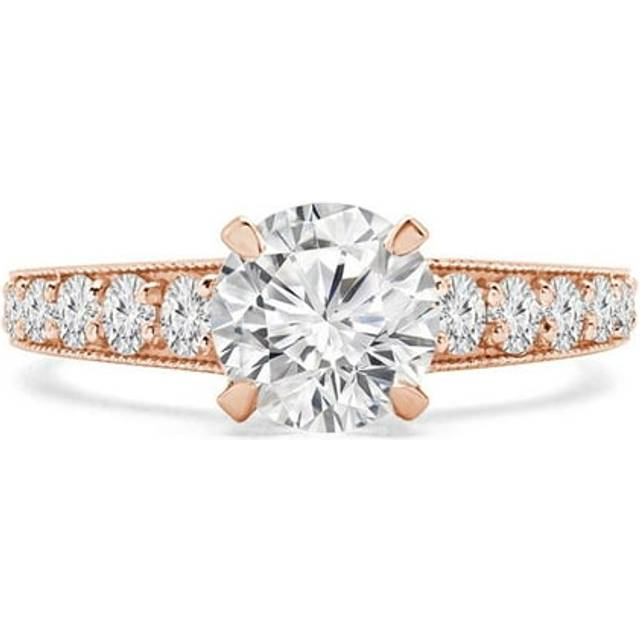 Majesty Diamonds MD240116-3.5 1.05 CTW Round Lab Created Diamond Tapered Solitaire with Accents Engagement Ring in 14K White Gold - Size 3.5
