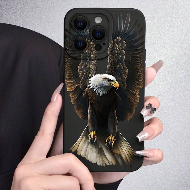 SHEIN 1pc Soaring Eagle Patterned Fashionable, Personalized, Cool, Stylish Gift Suitable For Friends, Family, Yourself, Couples, Black Frosted Soft Protecti