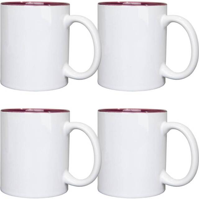 4-Pack 11oz 2-Tone Sublimation Mugs - Perfect for Custom Printing - White - One Size