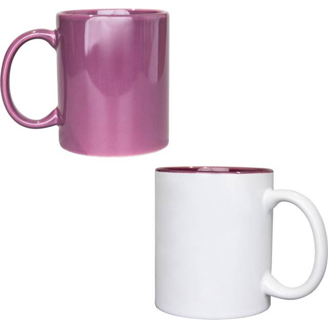 (White-Purple, 2PCS) Plain Sublimation Mug 2 Tone Heat Press Tea Coffee Cup