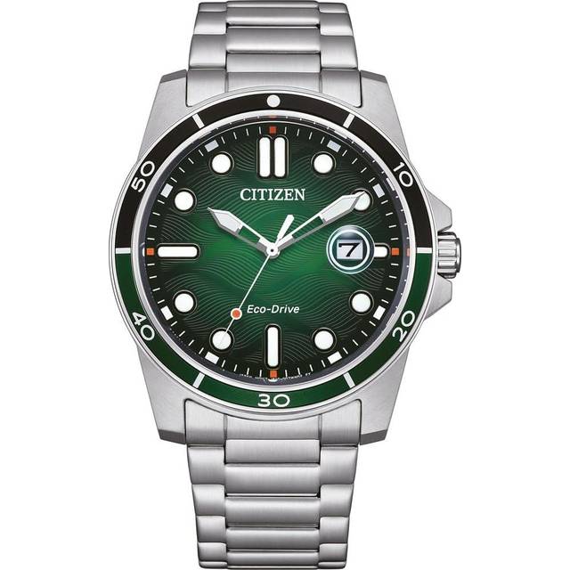 CITIZEN Män analog kvarts klocka med rostfritt stål armband AW1811-82X, Grön, Armband