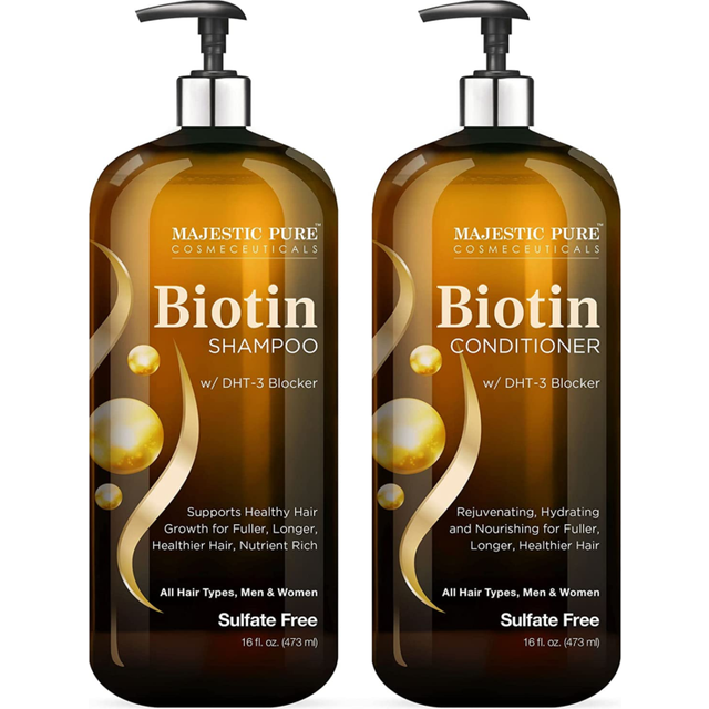 MAJESTIC PURE Biotin Shampoo and Conditioner Set with DHT Blocker Complex - Hydrating  Nourishing & Supporting Healthy Hair Growth  Sulfate Free  for