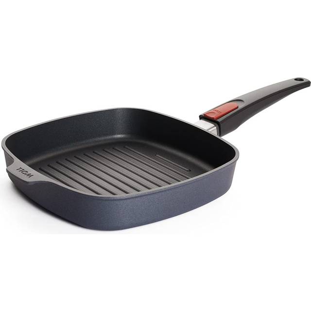 Woll Diamond Lite Square Grill Pan with Grooves Induction 24 x 24 cm 4 cm High with Removable Handle Suitable for All Hobs Cast Aluminium Non-Stick