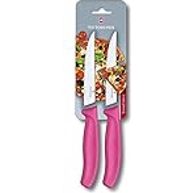 2-Piece Swiss Classic Wavy Edge Steak/Pizza Knife with 12 cm Blade, Stainless Steel, Pink, 30 x 5 x 5 cm