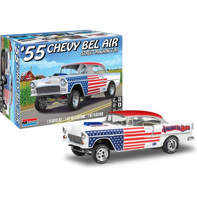 Level 4 Model Kit 1955 Chevrolet Bel Air Street Machine 2-in-1 Kit 1/24 Scale Model by Revell