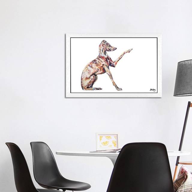 Italian Greyhound by Becksy - Graphic Art Print on Canvas - White Framed (101.6 cm H x 66.04 cm W)
