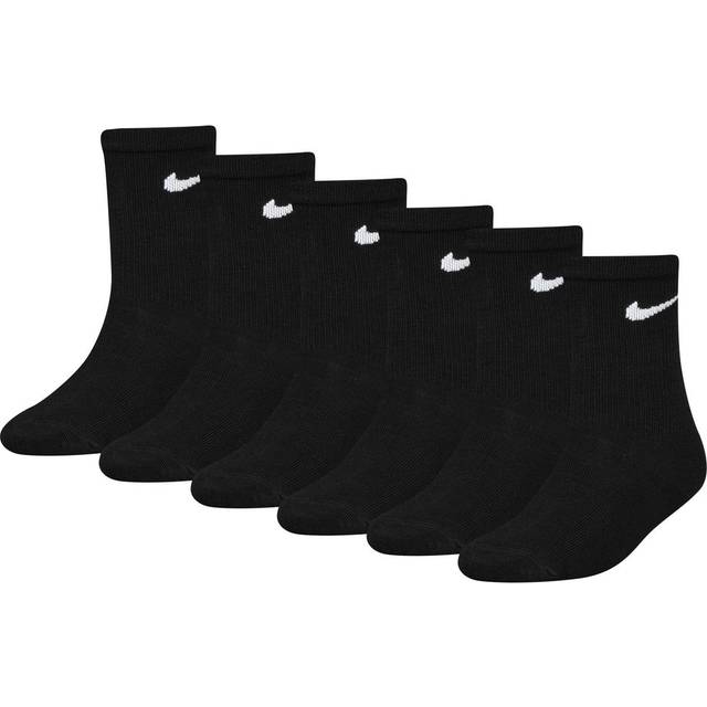 Nike Kids Crew 6 Pack Unisex Socks - Black - Size: 6.5 - 9.5 - Cotton - Foot Locker