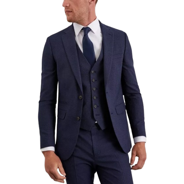 Mens Navy Marl Skinny Fit Suit Jacket - 36L