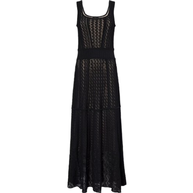 Me and Em Womens Black Scoop-neck Pointelle-knit Maxi Dress 10 - BLACK