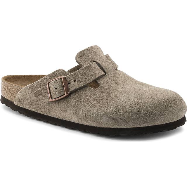 Birkenstock Womens Boston Clogs F Suede Taupe Natural, 4
