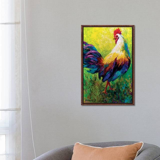 CEO Rooster by Marion Rose - Painting Print on Canvas - Classic Brown Wood Framed (66.04 cm H x 45.72 cm W)