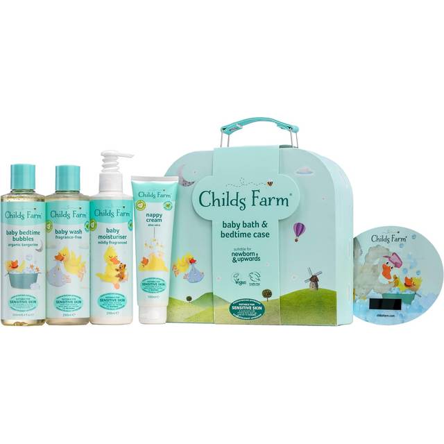 Childs Farm Baby Gifting Suitcase Baby Wash Bubble Bath Baby Moisturiser Nappy Cream Suitable for Newborns Sensitive Skin, clear