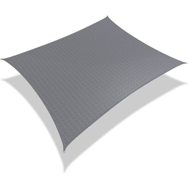 VOUNOT Sun Shade Sail Rectangle 5m x 3m with Fixing Kit, 95% UV Block Breathable HDPE Awning, Sunscreen Canopy for Outdoor Garden Patio Lawn, Grey, Grey