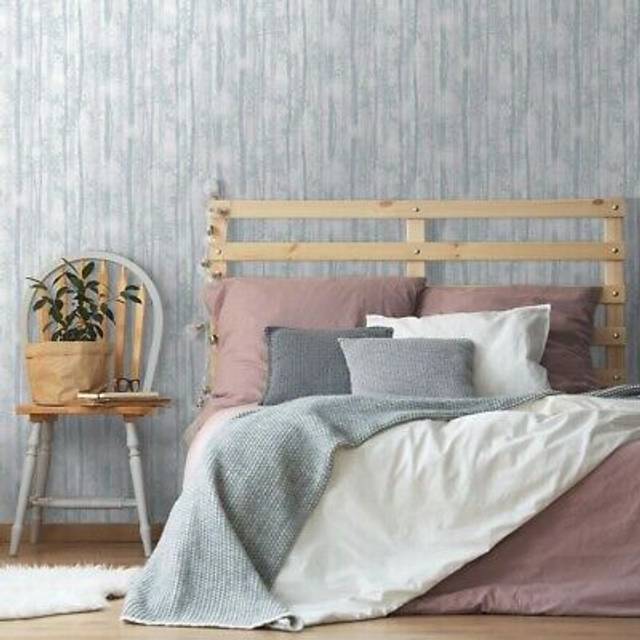 Boutique Topiary Forest Silhouette Trees Duck Egg Blue Floral Wallpaper (WAS 23.99)