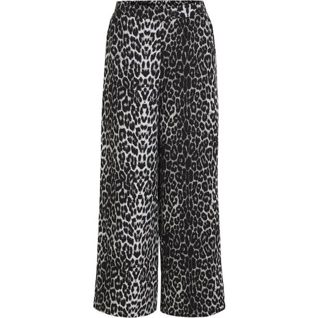 Vila - Sorte bukser med vidde og leopardprint
