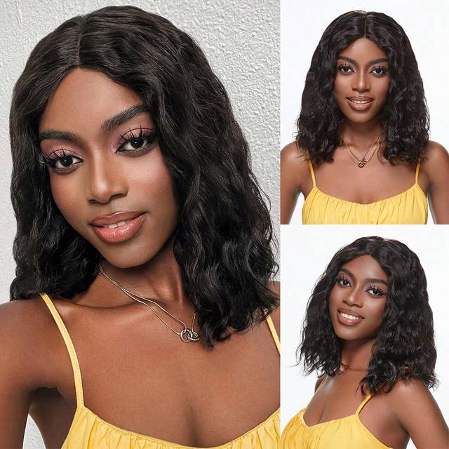 9AM Hair Body Wave Lace Bob Human Hair Wigs 4x1 T-Part Transparent Lace Short Bob Wigs 150 Density Pixie Cut Natural Color Human Hair Pre Plucked Bob Wig For W
